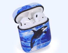 Dolphin Pattern PU Leather Case with Hook Keychain